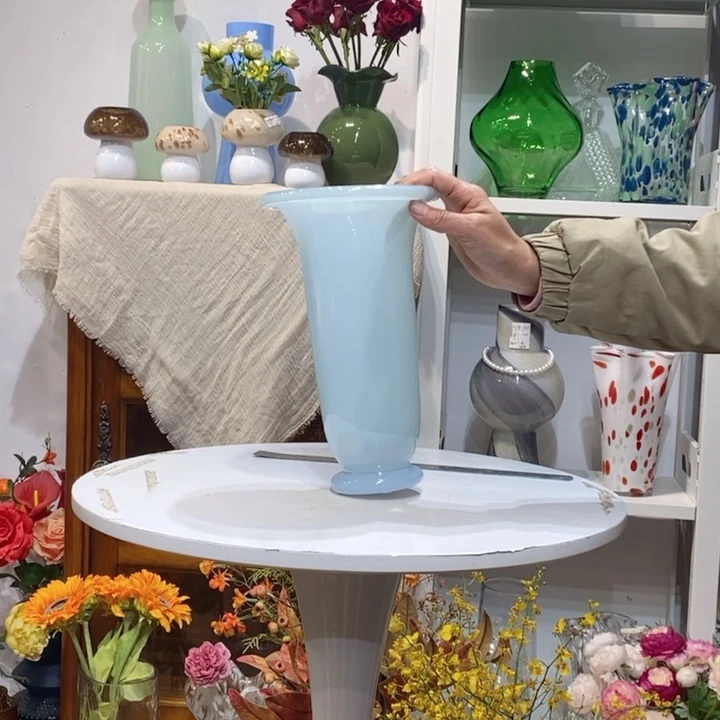 蓝 喷色 瑕疵 口13高27