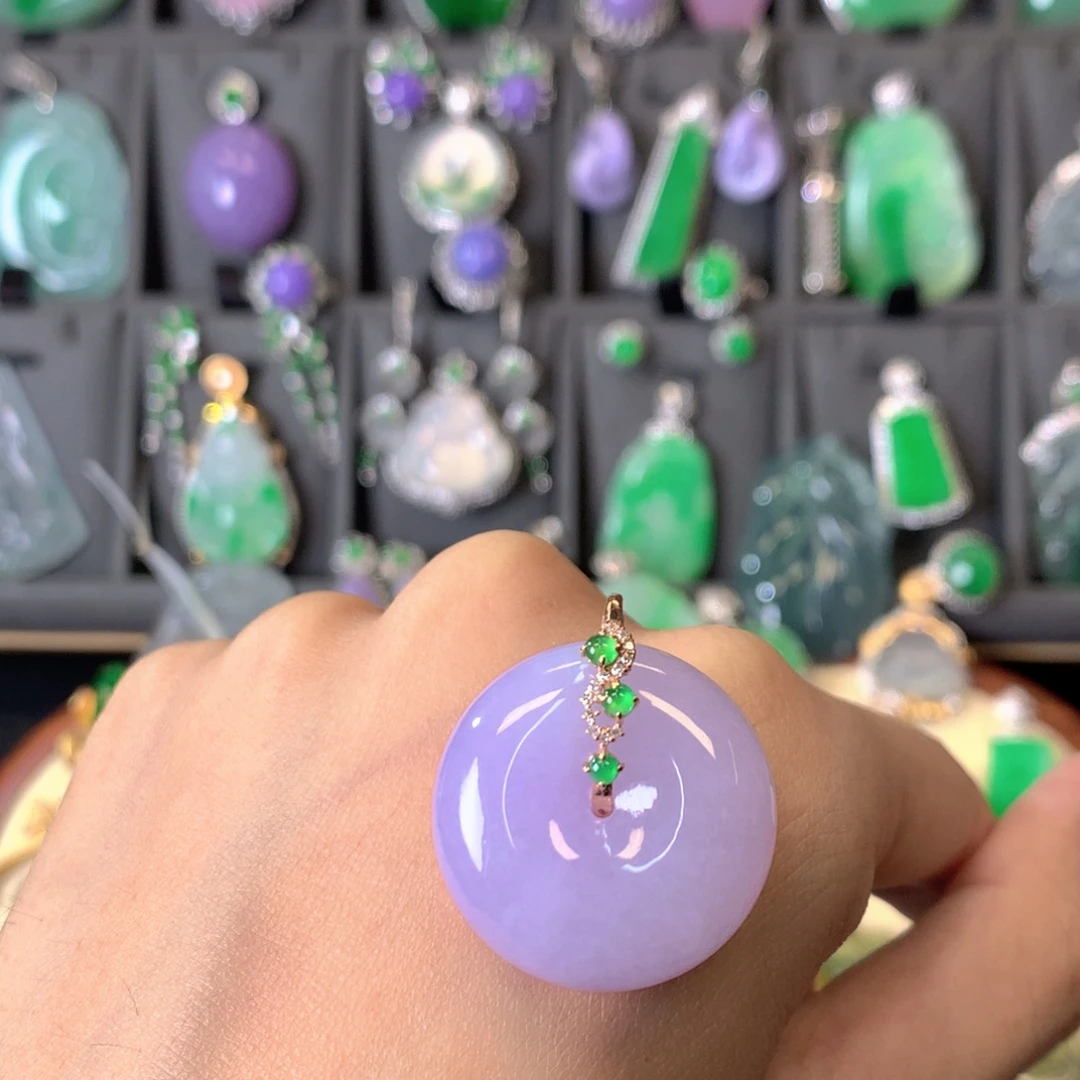 翡翠18K金镶嵌吊坠(不含链)