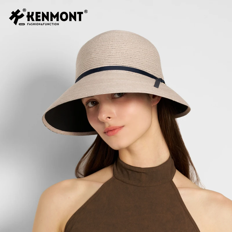 卡蒙真丝遮阳帽女防晒防紫外线大檐透气黑胶渔夫帽大头围百搭帽子