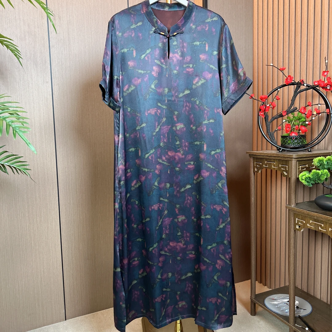 油皮老料香云纱高端大气显瘦遮肉复古新中式改良旗袍洋气轻奢