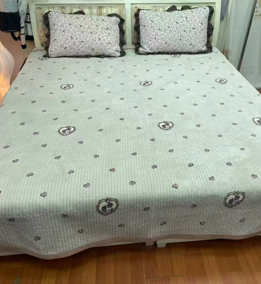 紫玫瑰宝宝绒水洗棉床盖（加绒冬季）