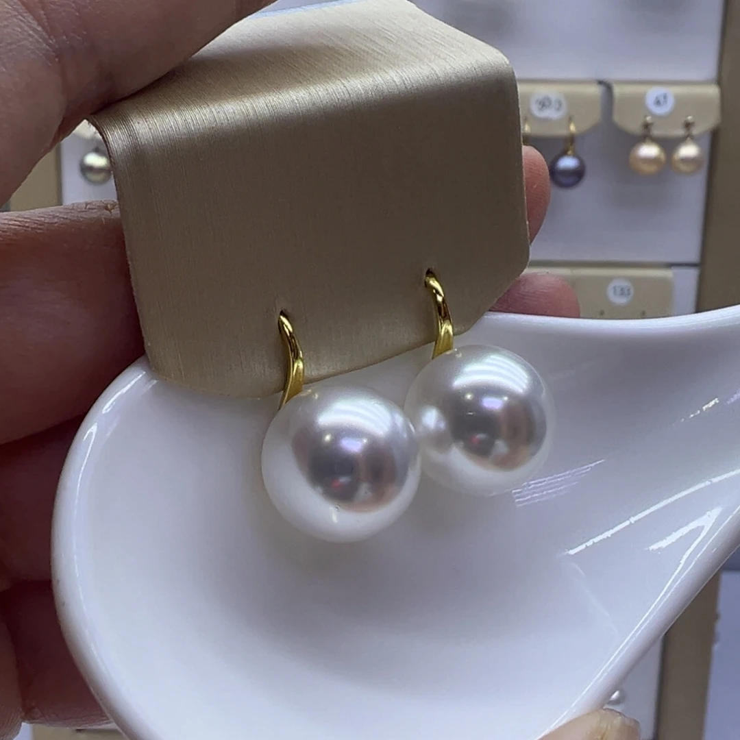 淡水珍珠银S925镶嵌耳饰