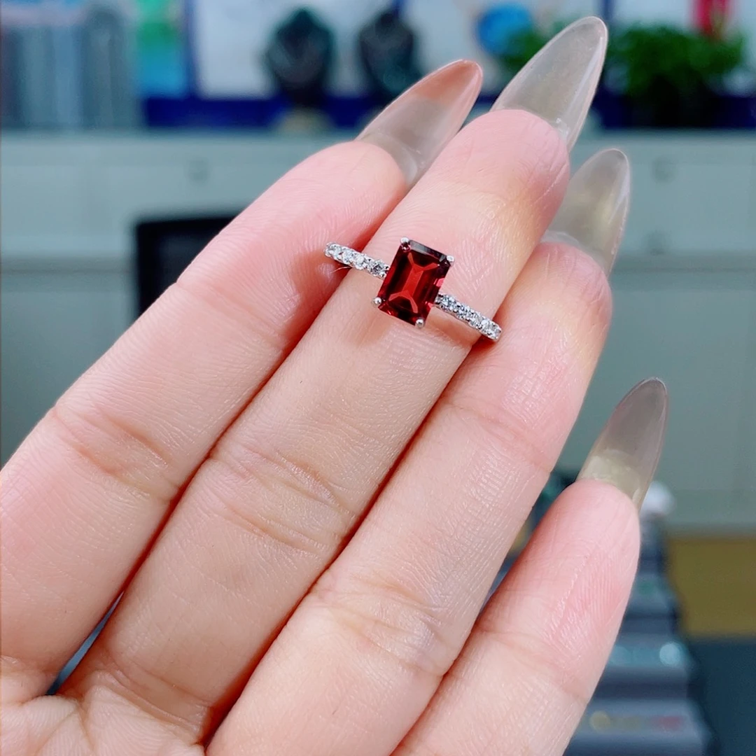 石榴石戒指银S925镶嵌