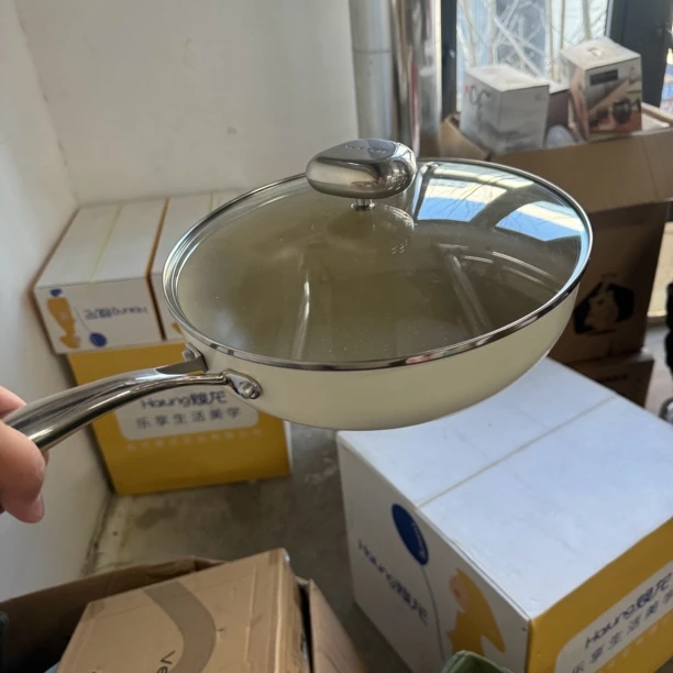 清仓！玻璃盖不沾煎炒锅28cm