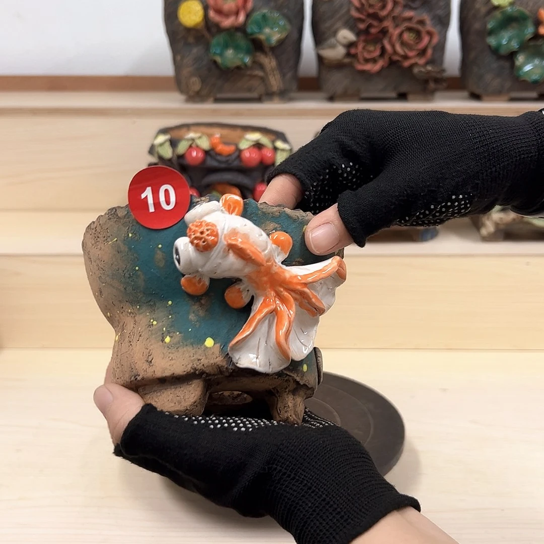 紫砂花盆10号内口11.5外高11