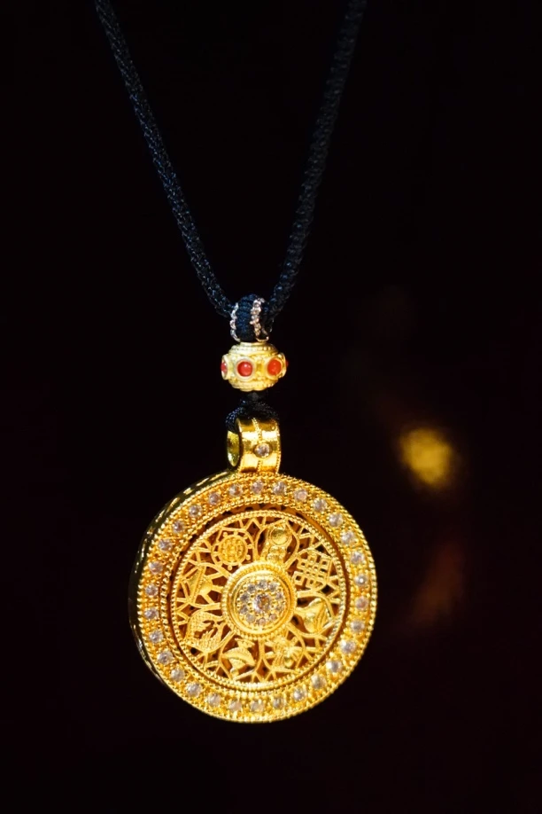 合金仿水晶吊坠 时来运转八宝罗盘