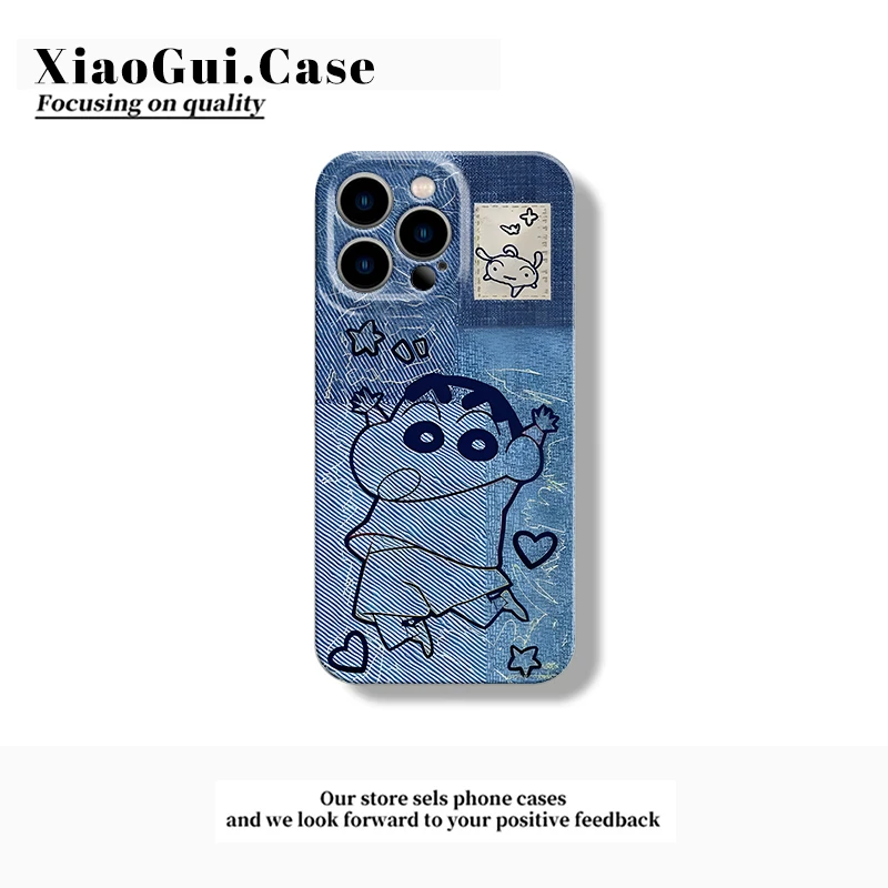 创意牛仔小新苹果14promax适用于华为vivo小米OPPO手机壳全包菲林