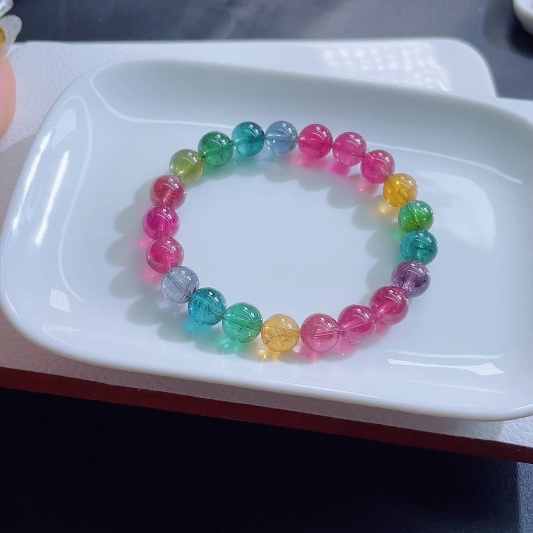 碧玺未镶嵌手链8.6mm左右