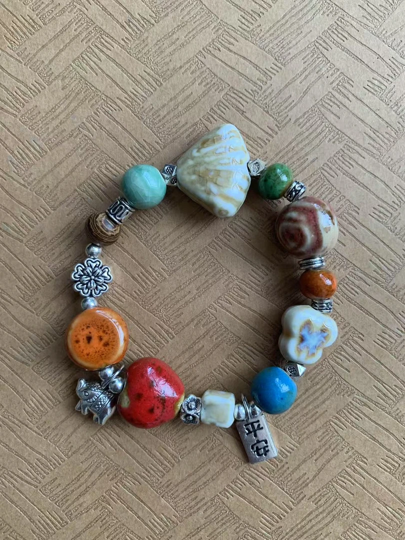 合金陶瓷手链 景德镇陶瓷手链拼色中国风气质配饰手工精美1~200