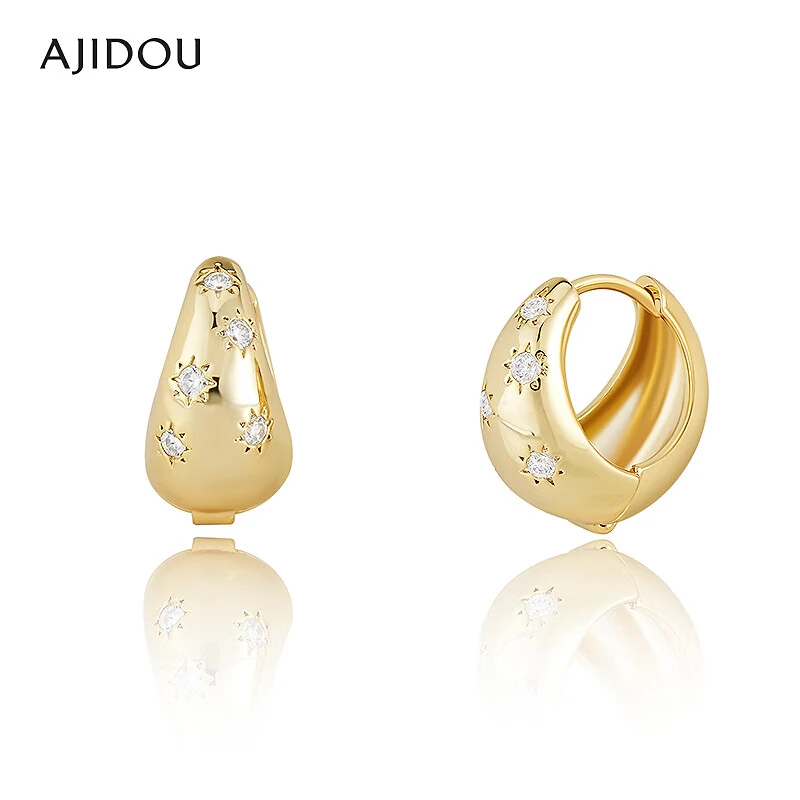 合金合成锆石耳饰 合金锆石耳饰 简约耳扣甜耳环.AJIDOU阿吉豆金