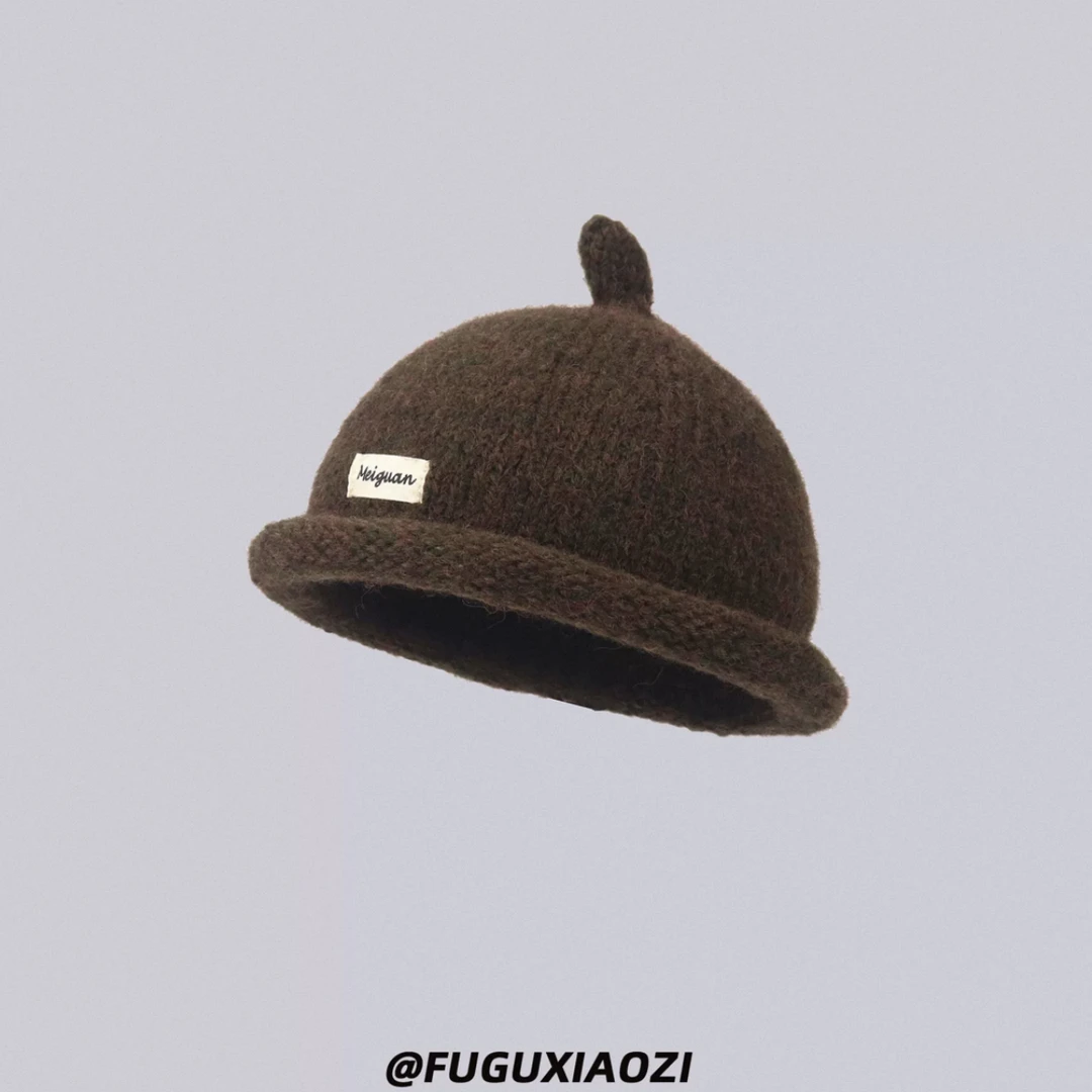 8155地主帽防风短檐帽子红色包头帽韩版秋冬套头帽极简风