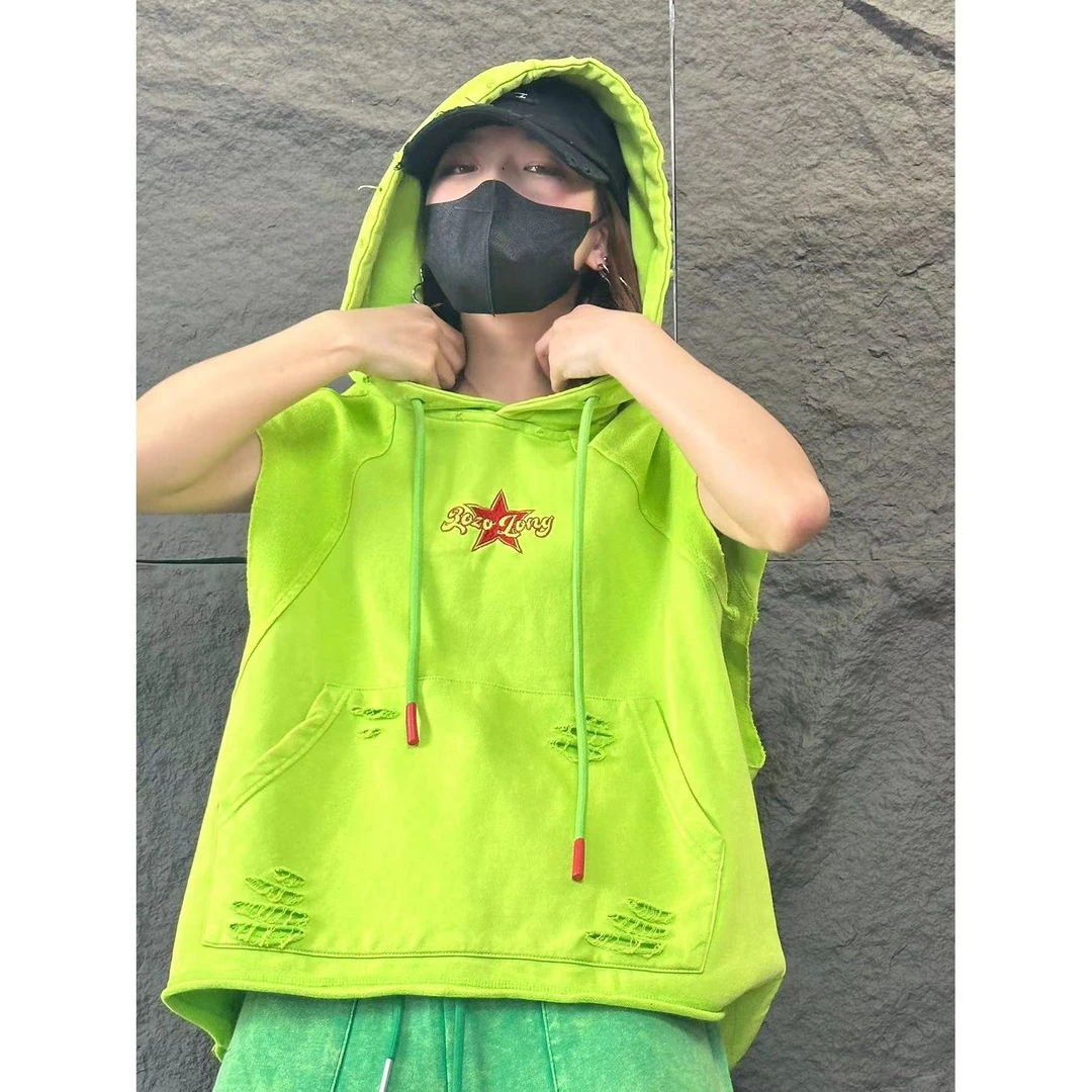 重磅洗水韩版设计感新款女装连帽设计感百搭宽松显瘦上衣新款马甲