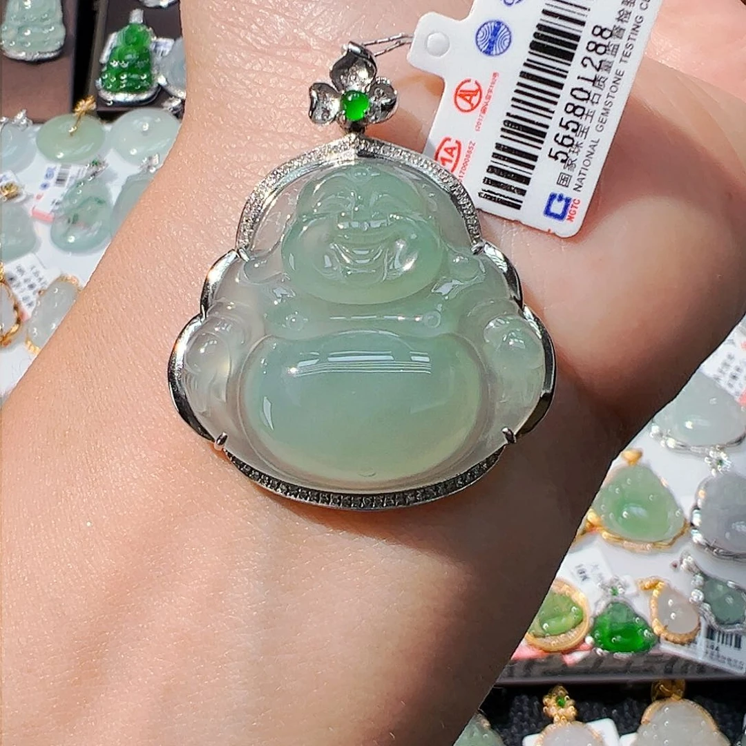 吊坠(不含链)18K金镶嵌翡翠佛公