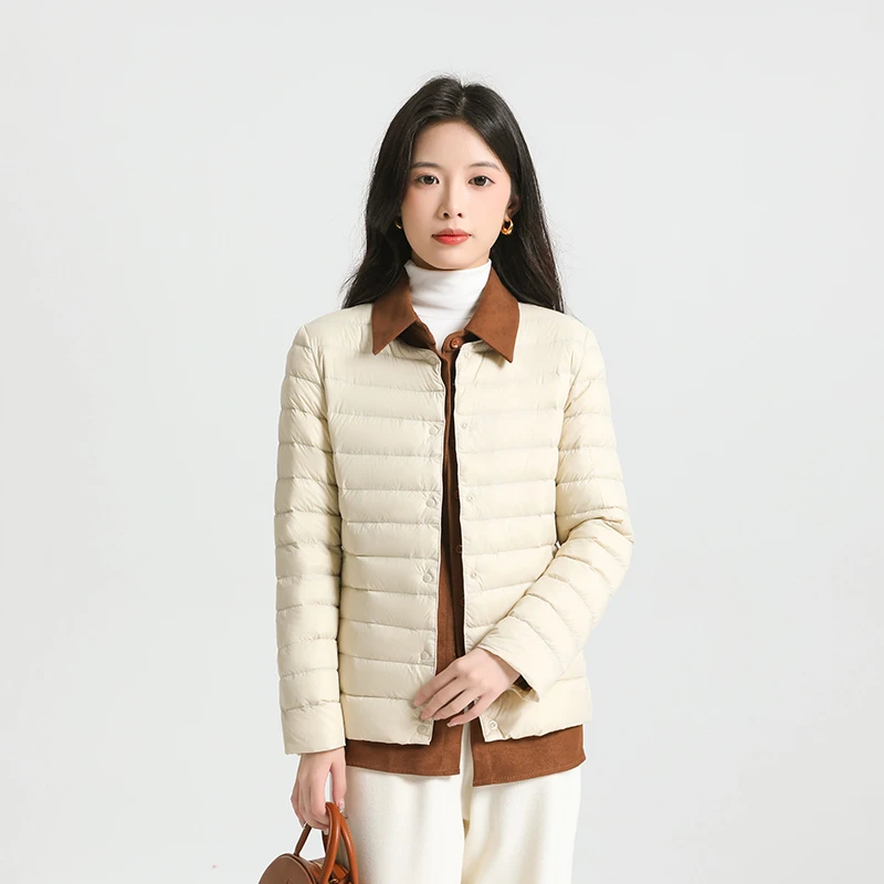 90白鸭绒轻薄款羽绒服长袖内胆女冬季时尚贴身内搭短款外套8902