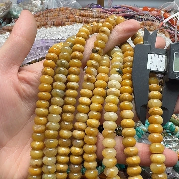 玛瑙/玉髓未镶嵌珠宝半成品一条10mm老黄玉算盘