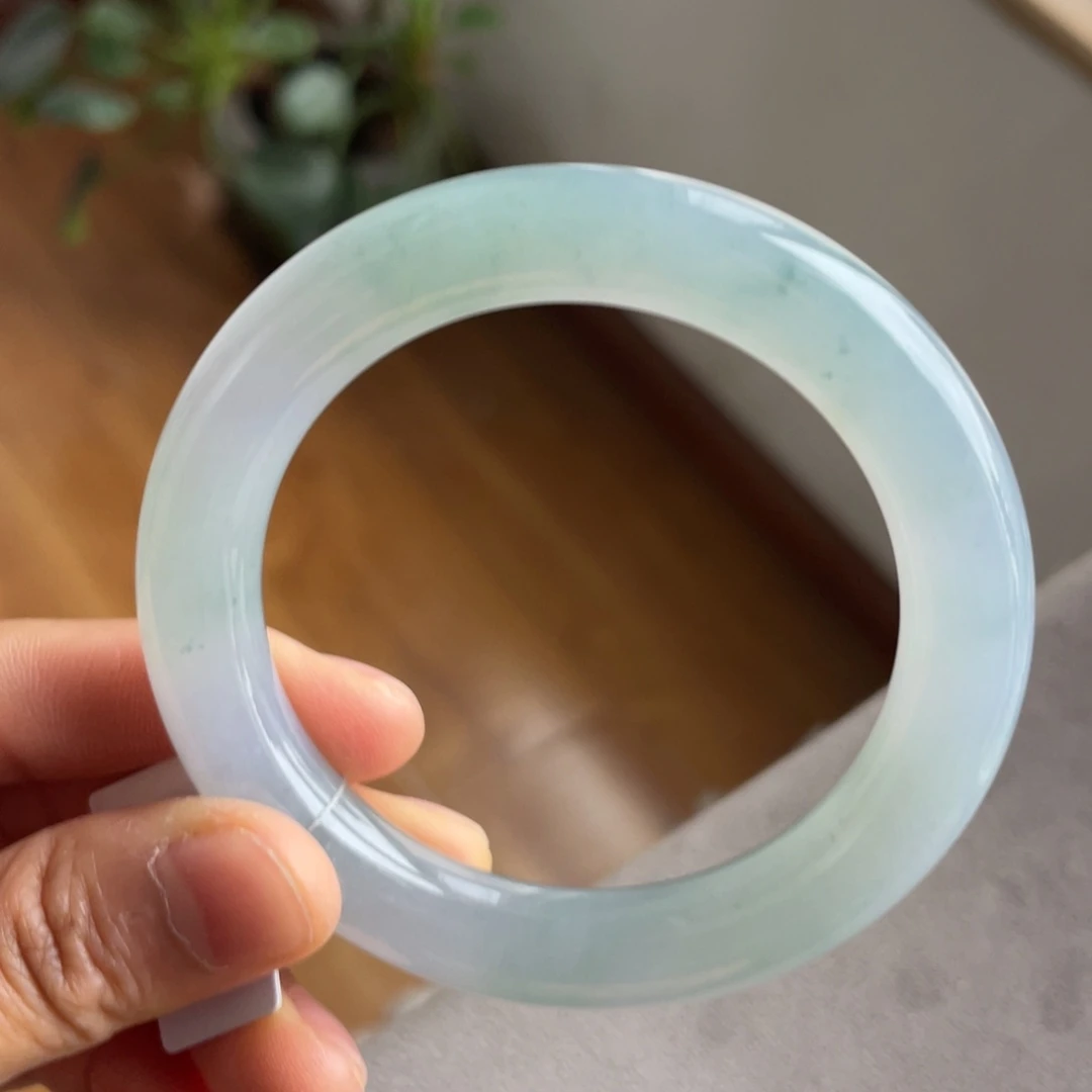 翡翠未镶嵌手镯蓝紫圆条