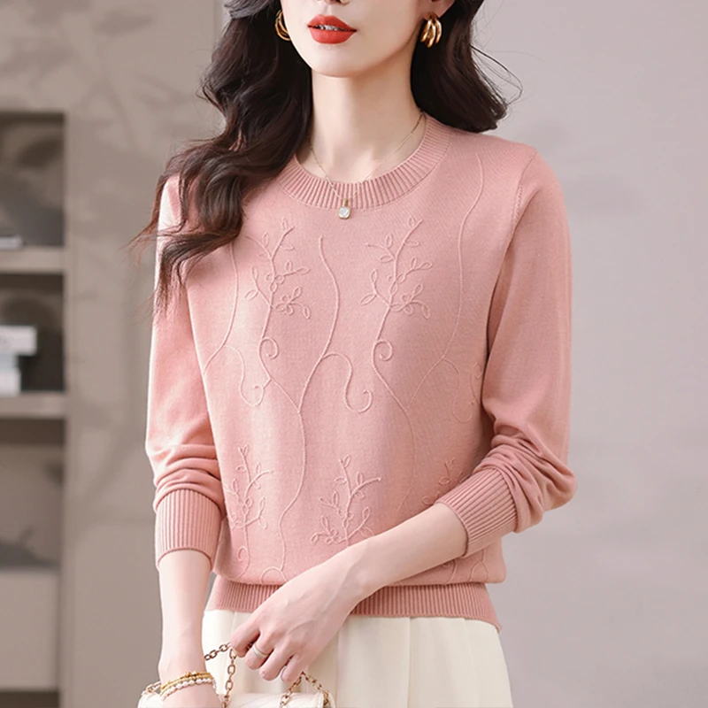 春秋短款毛衣时尚百搭套头t恤针织衫宽松洋气打底衫圆领薄款时尚