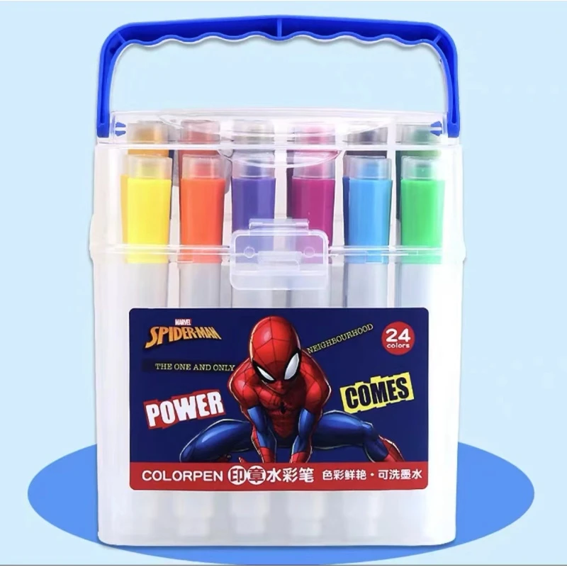 24色印章水彩笔蜘蛛侠儿童幼儿园0-1
