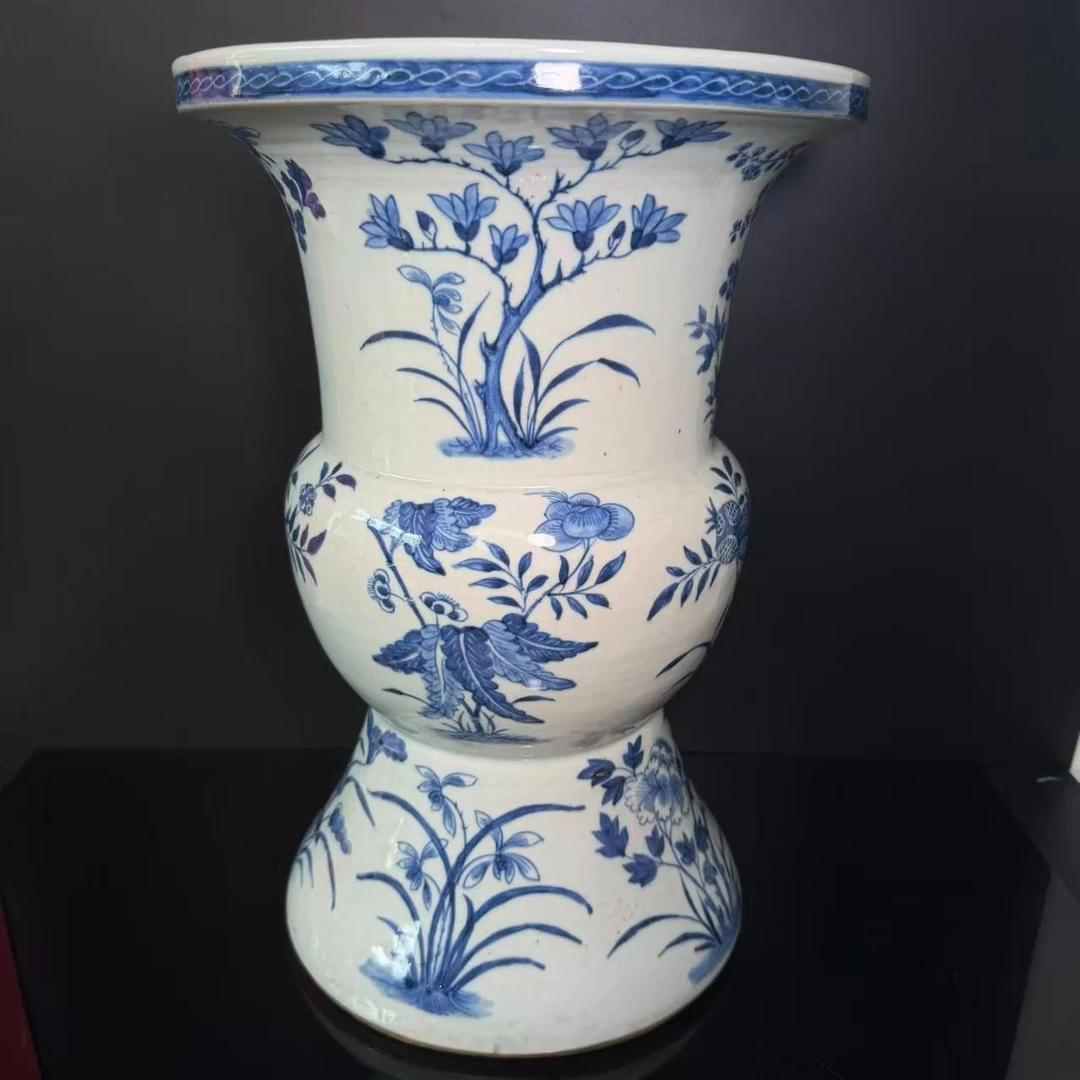 Lot34-清青花花卉纹渣斗高38cm口26cm-DZ11190070001075