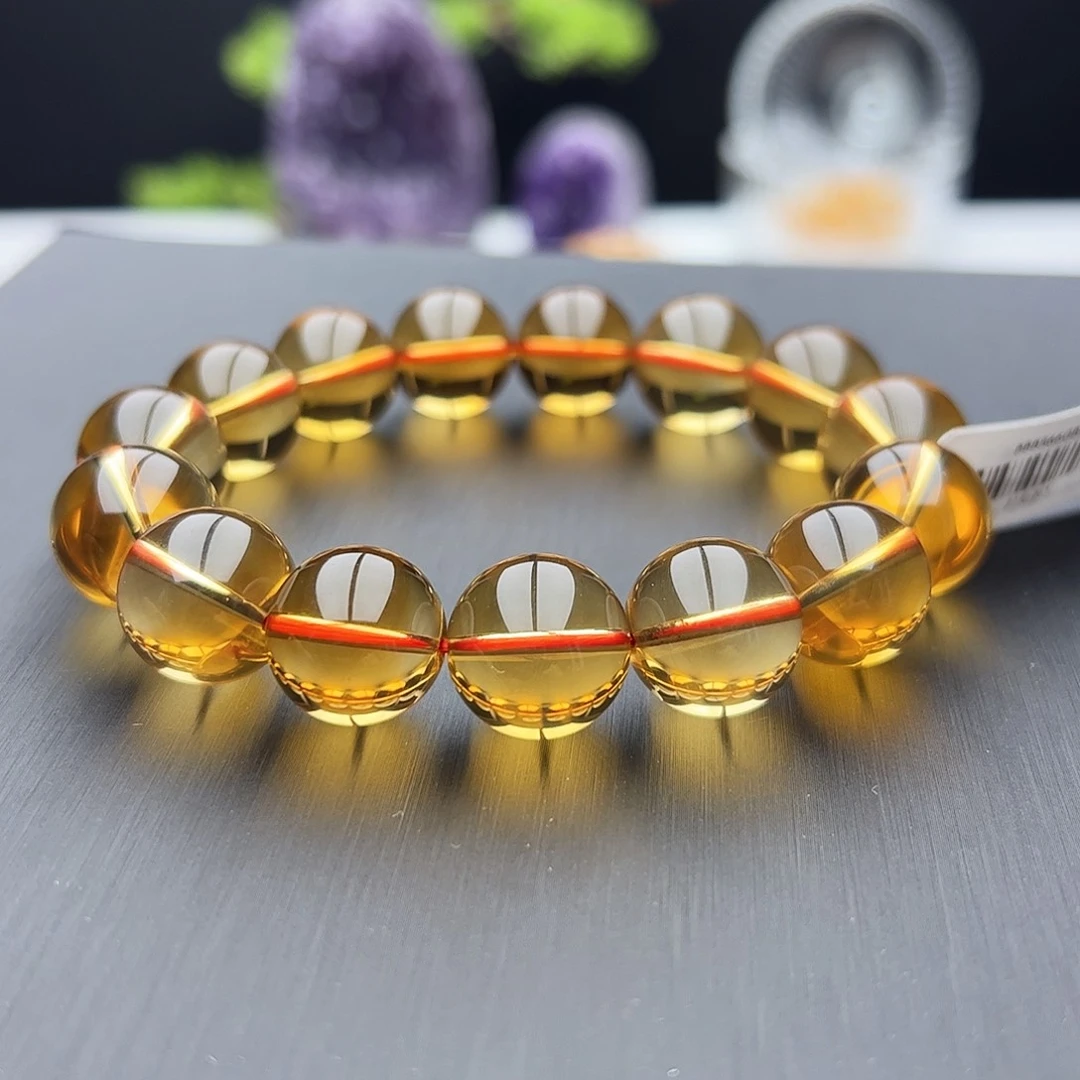 水晶手链未镶嵌沈****心黄水晶15.3mm75