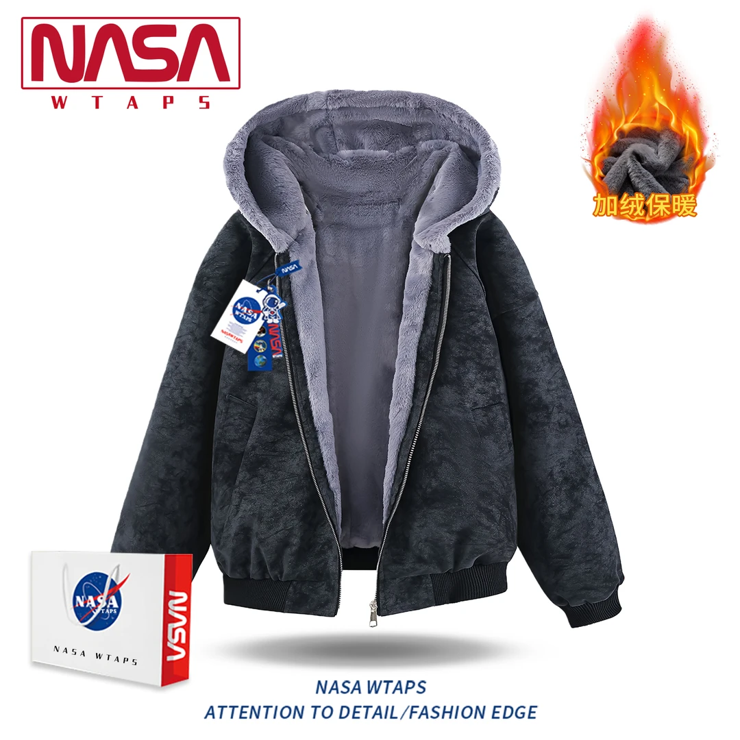 美式重磅荔枝纹PU皮加绒加厚皮衣皮棉服秋冬新款毛领百搭情侣外套