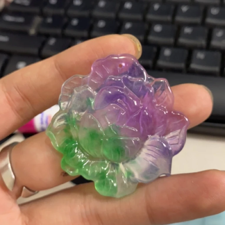 974  紫绿玫瑰吊坠