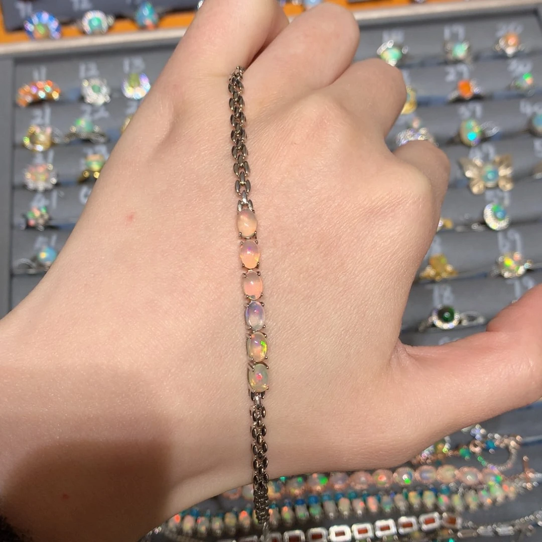 银S925镶嵌欧泊手链t