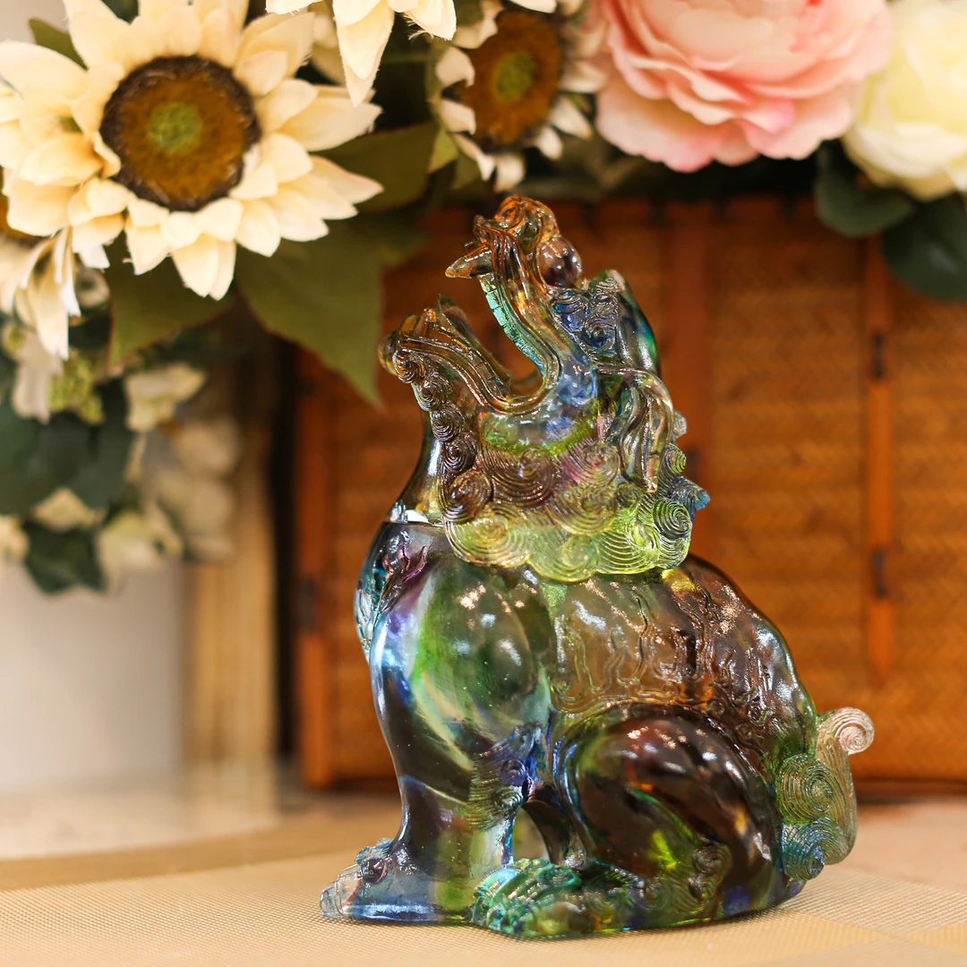 【本尼家】LL44非遗好物琉璃香炉-嘲天吼貔貅书房桌面玄关艺术摆件