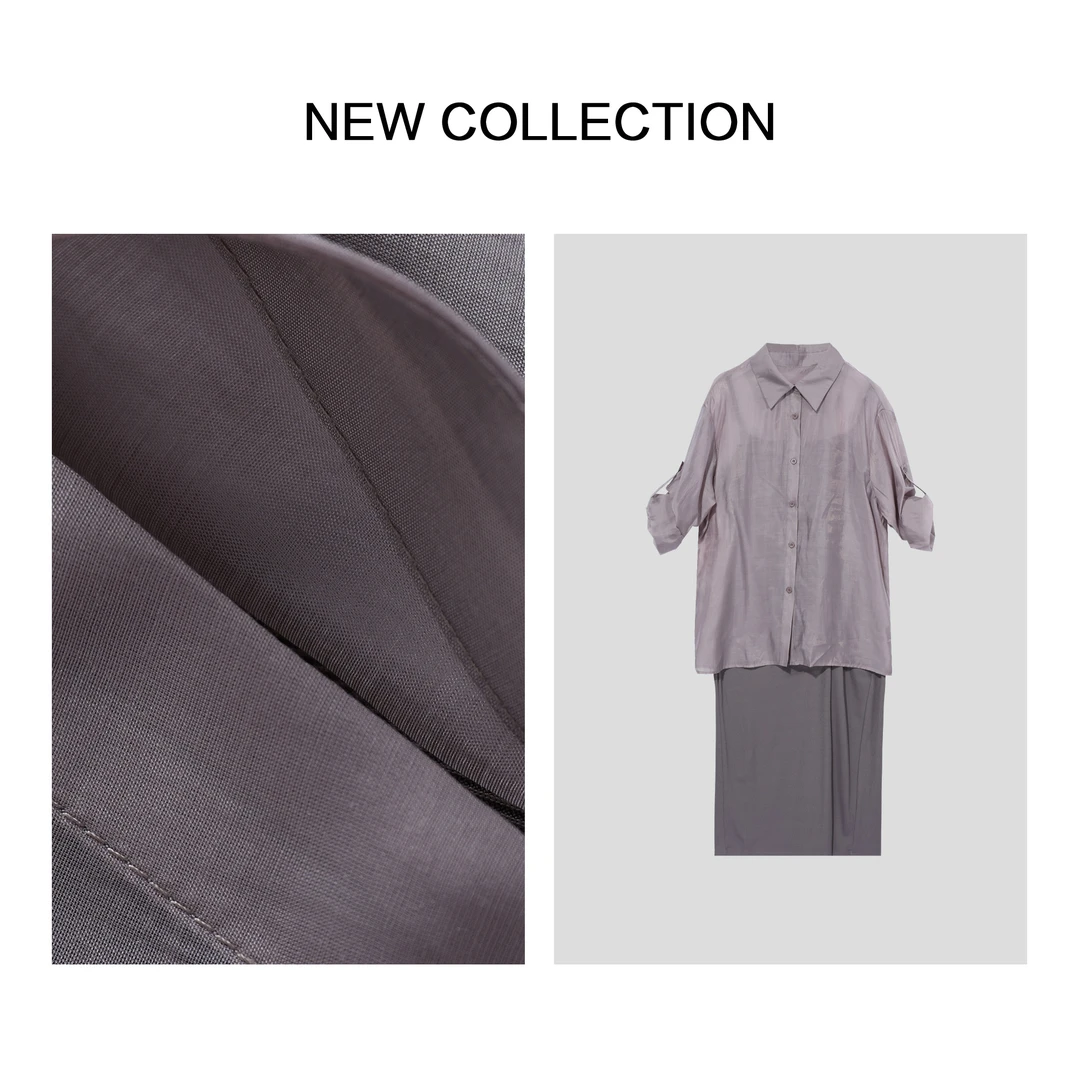 【静秋专属】L1F38099B 春季女装高腰A字连衣裙+纯色上衣套装 简约