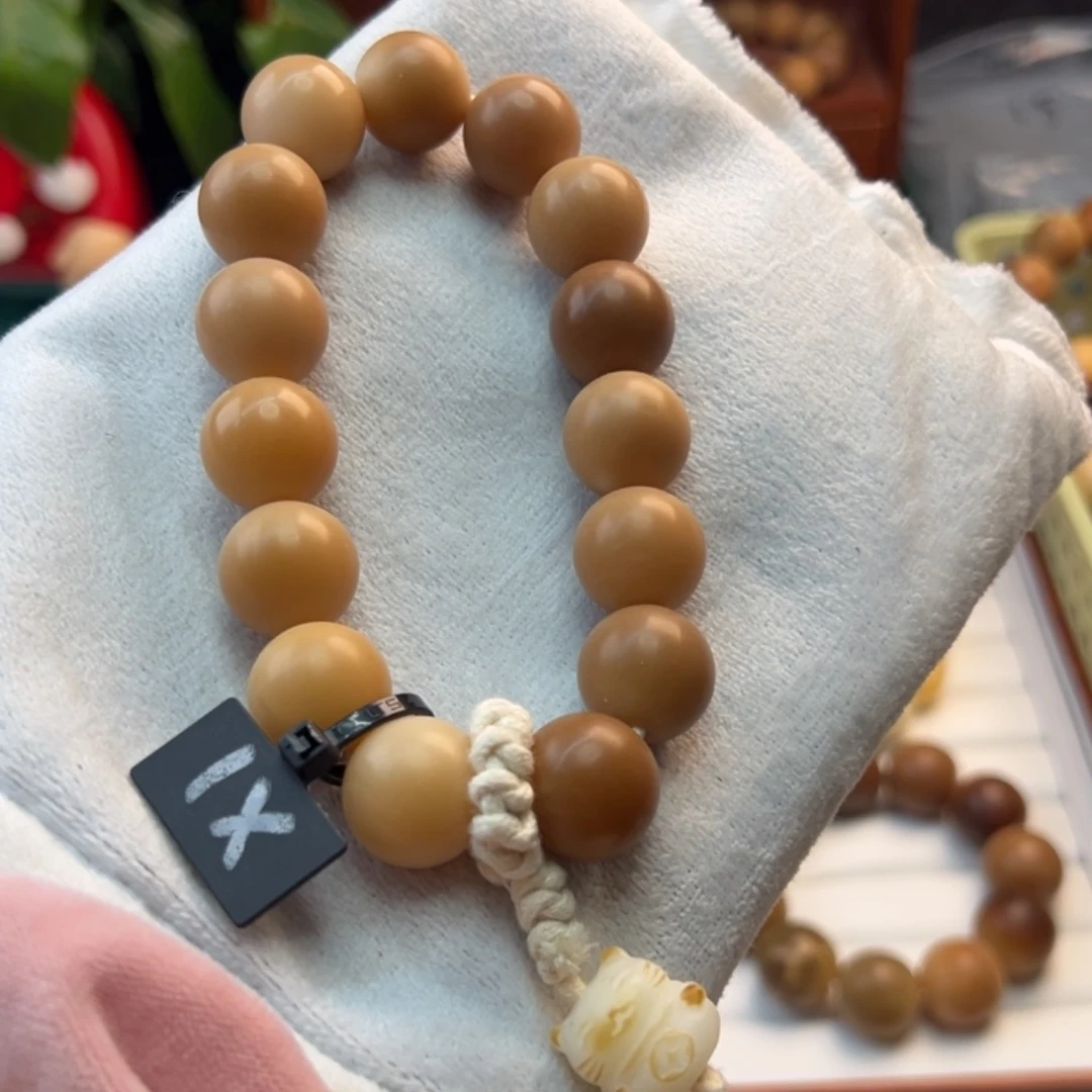 菩提根/象牙果手串卡17圆珠干磨手持瑕疵