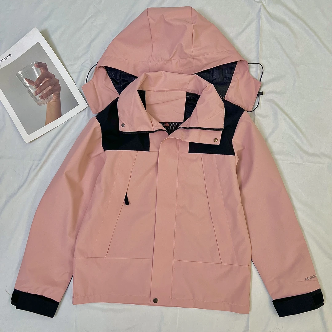 【叶子服饰】秋季新款简约百搭可拆卸式连帽款冲锋衣2366