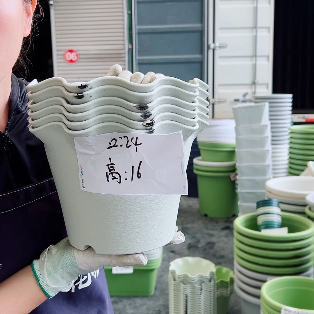 瑕疵荷叶盆3#米白6个无托