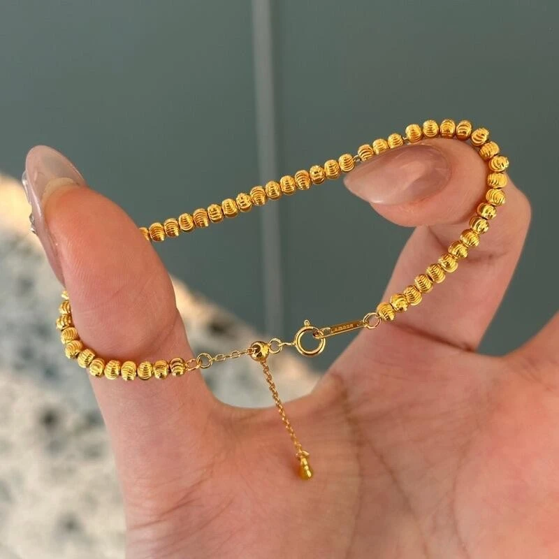 925银手链 通体S925纯银镀真金猫眼珠豆豆手链轻奢高级感精致
