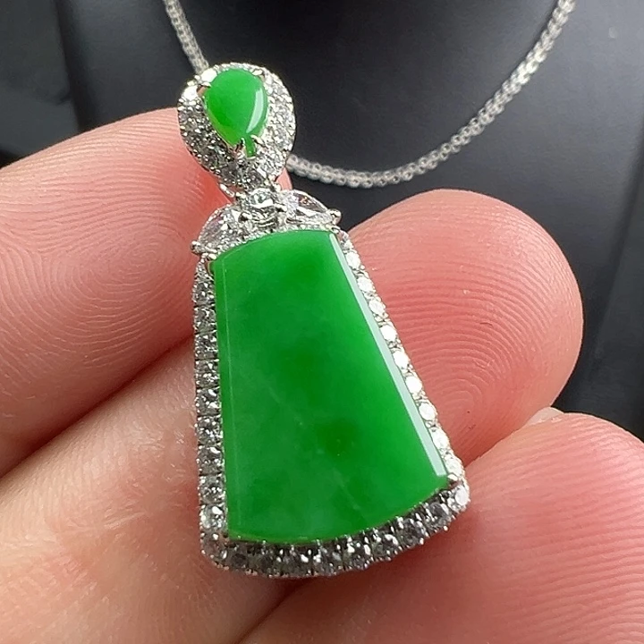 翡翠18K金镶嵌颈饰整体27.5