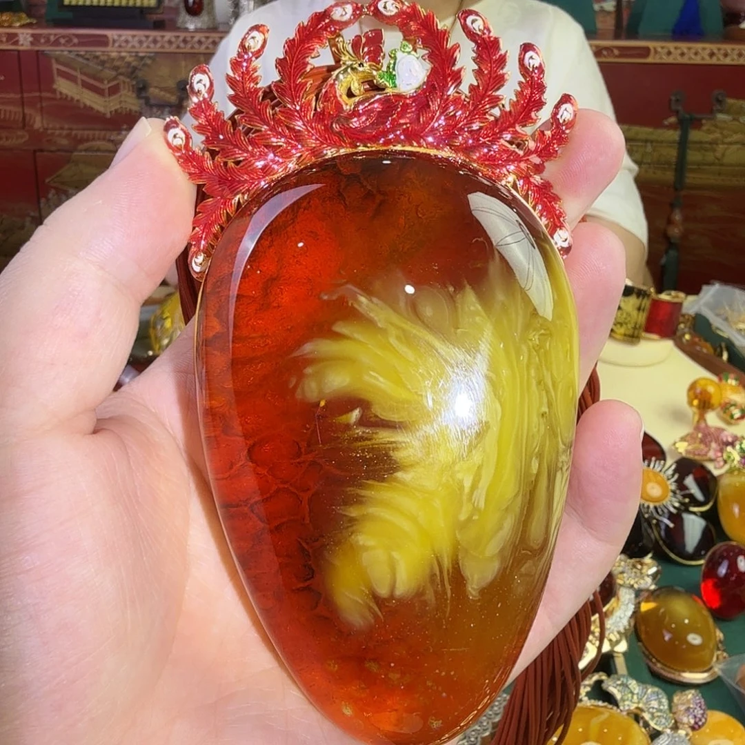 蜜蜡吊坠(赠链)银S925镀金镶嵌