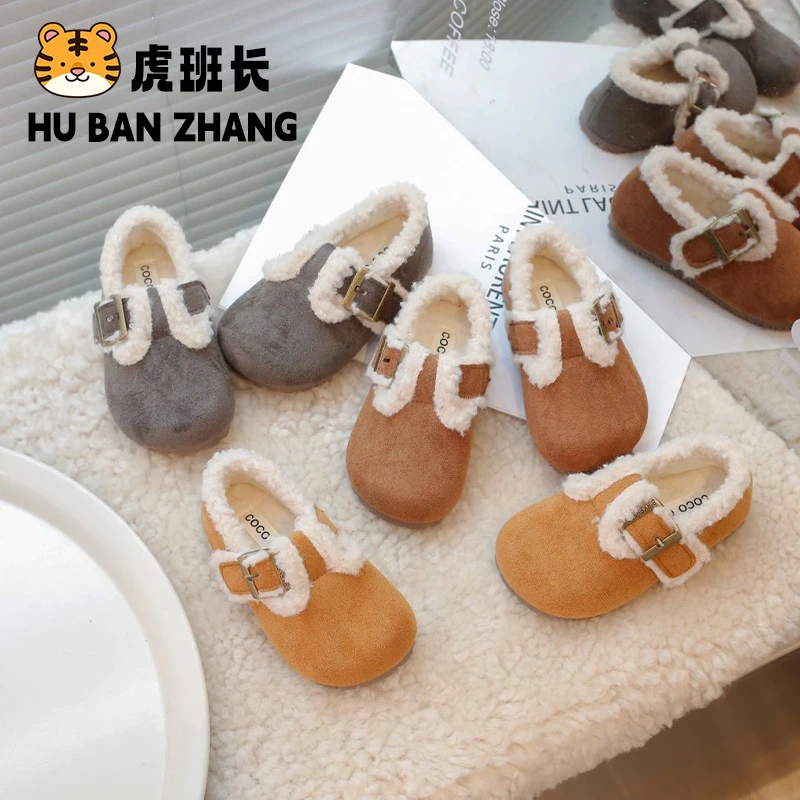 儿童勃肯鞋2024冬季新款加绒保暖女童豆豆鞋宝宝二棉鞋小童婴儿鞋