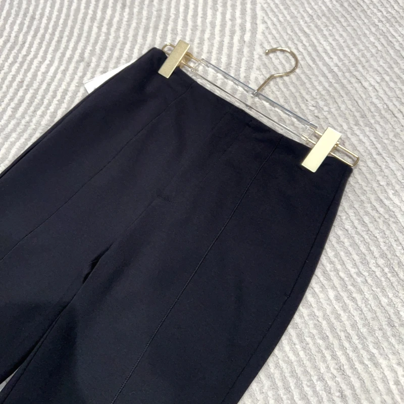 M1395气质百搭修身显瘦裤脚开叉黑色微喇裤裤长102款号GY15013