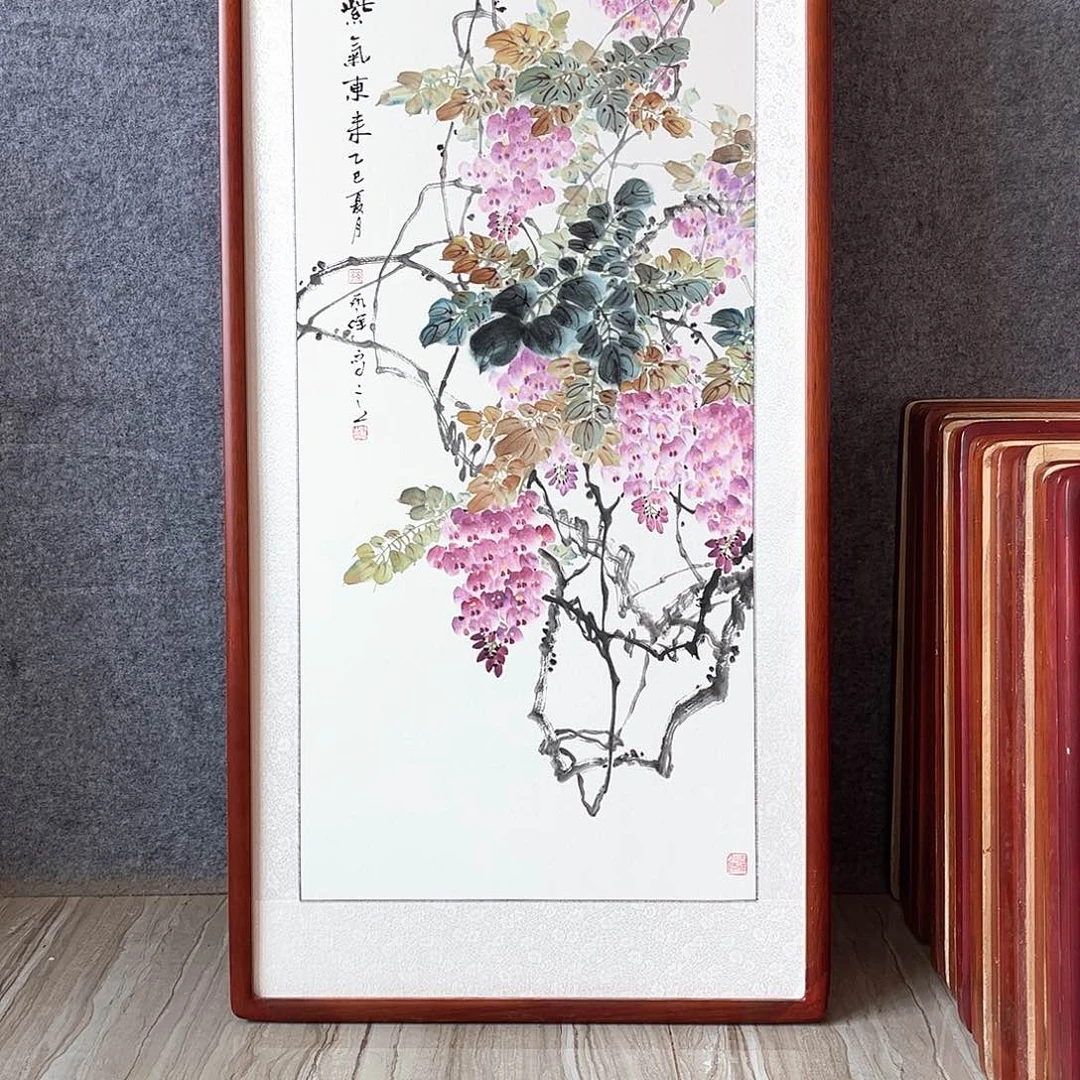 国画书画作品带框123×63