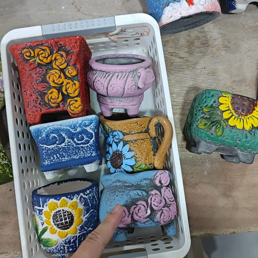 红陶吸水透气的白陶花盆凑满12发货