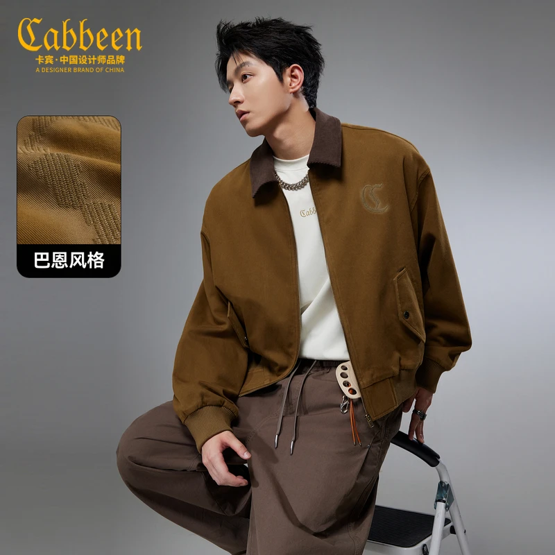 【复古肌理】卡宾男装底特律夹克巴恩风刺绣秋冬季新款休闲翻领外套