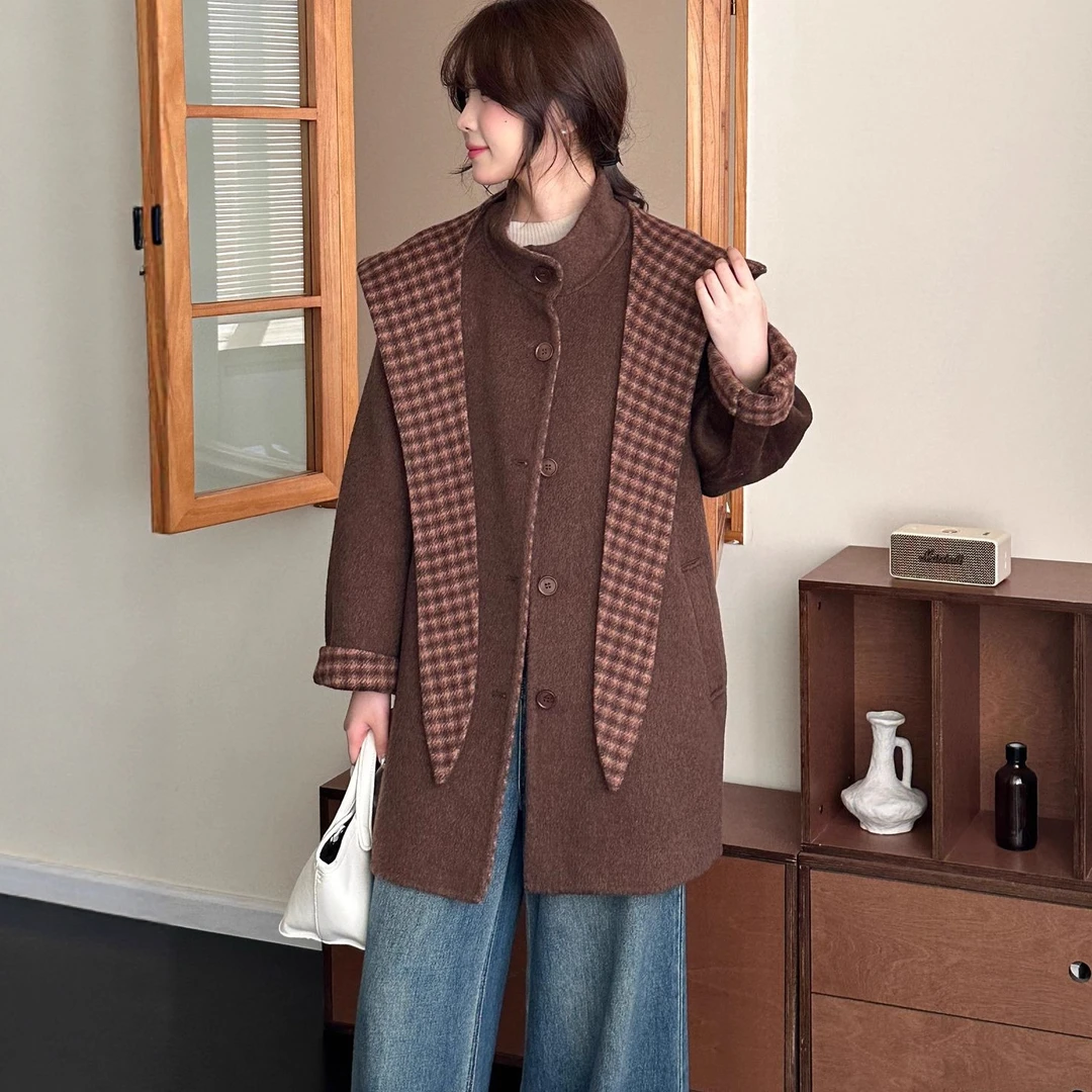 爆款2025秋季新款双面羊毛大衣气质秋冬女款外套配中长款呢子外套