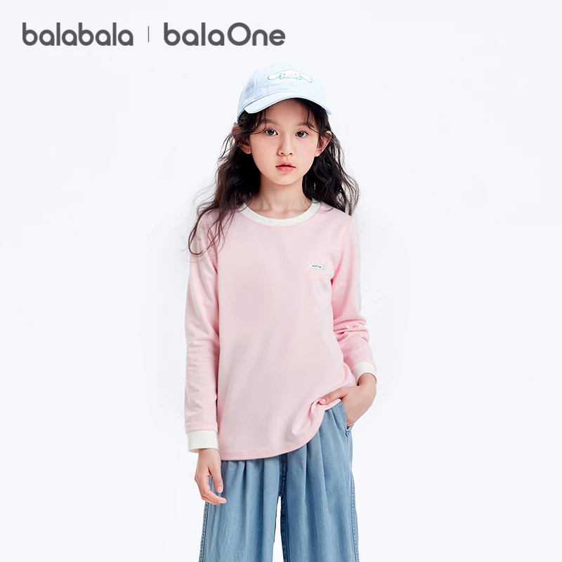 【balaOne】巴拉巴拉童装女童长袖t恤儿童简约秋冬新款内搭儿童上衣