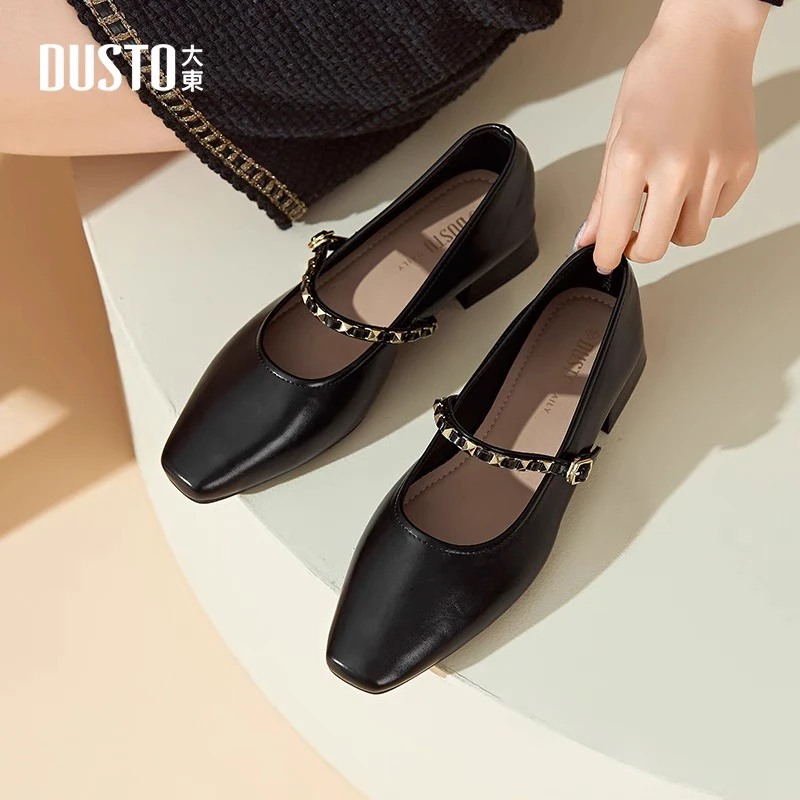 大东玛丽珍气质女鞋2025秋季新款甜美低跟浅口时装单鞋0038