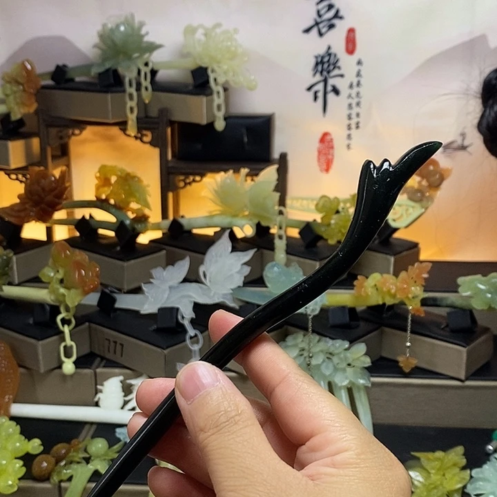 蛇纹石玉合金发饰