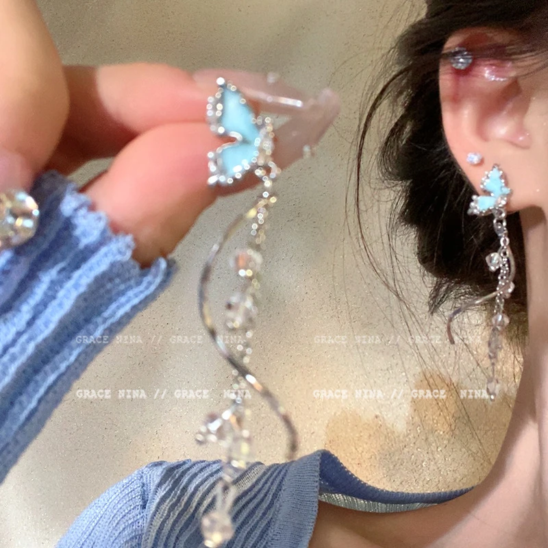 锌合金亚克力耳饰 美出圈气质流苏耳钉女小众独特耳环2025新款