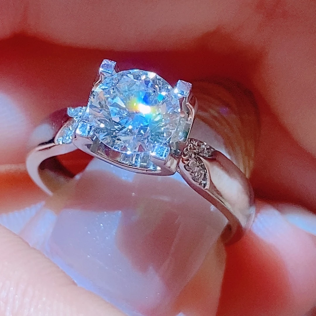 铂Pt950镶嵌实验室培育钻石1ct 燕尾牛头戒指 11号