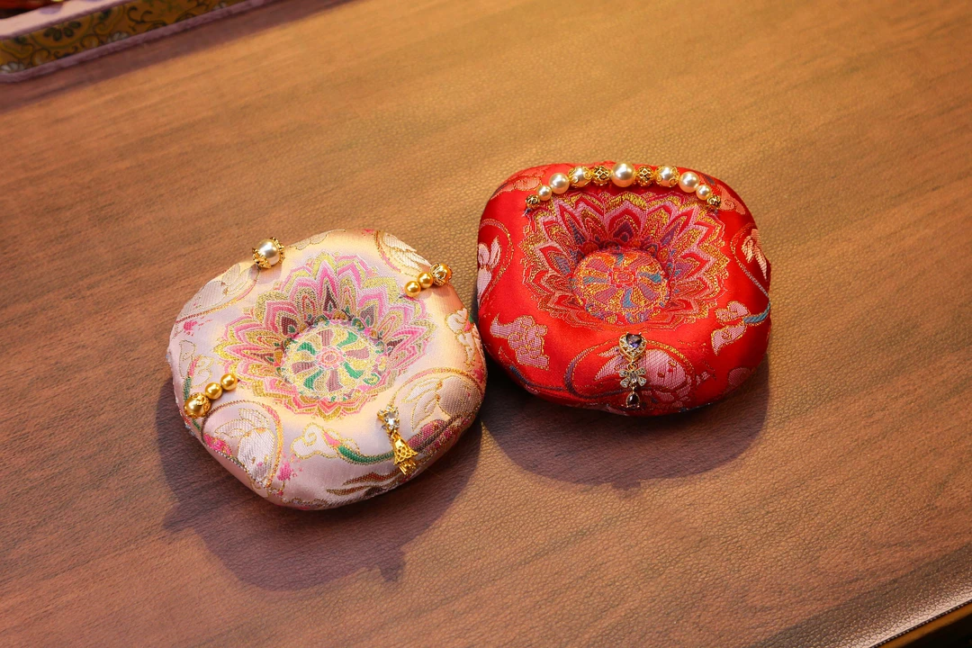 CX981 原创设计 手工珠绣款 织锦缎 甜甜圈 高档国风茶席壶杯茶垫