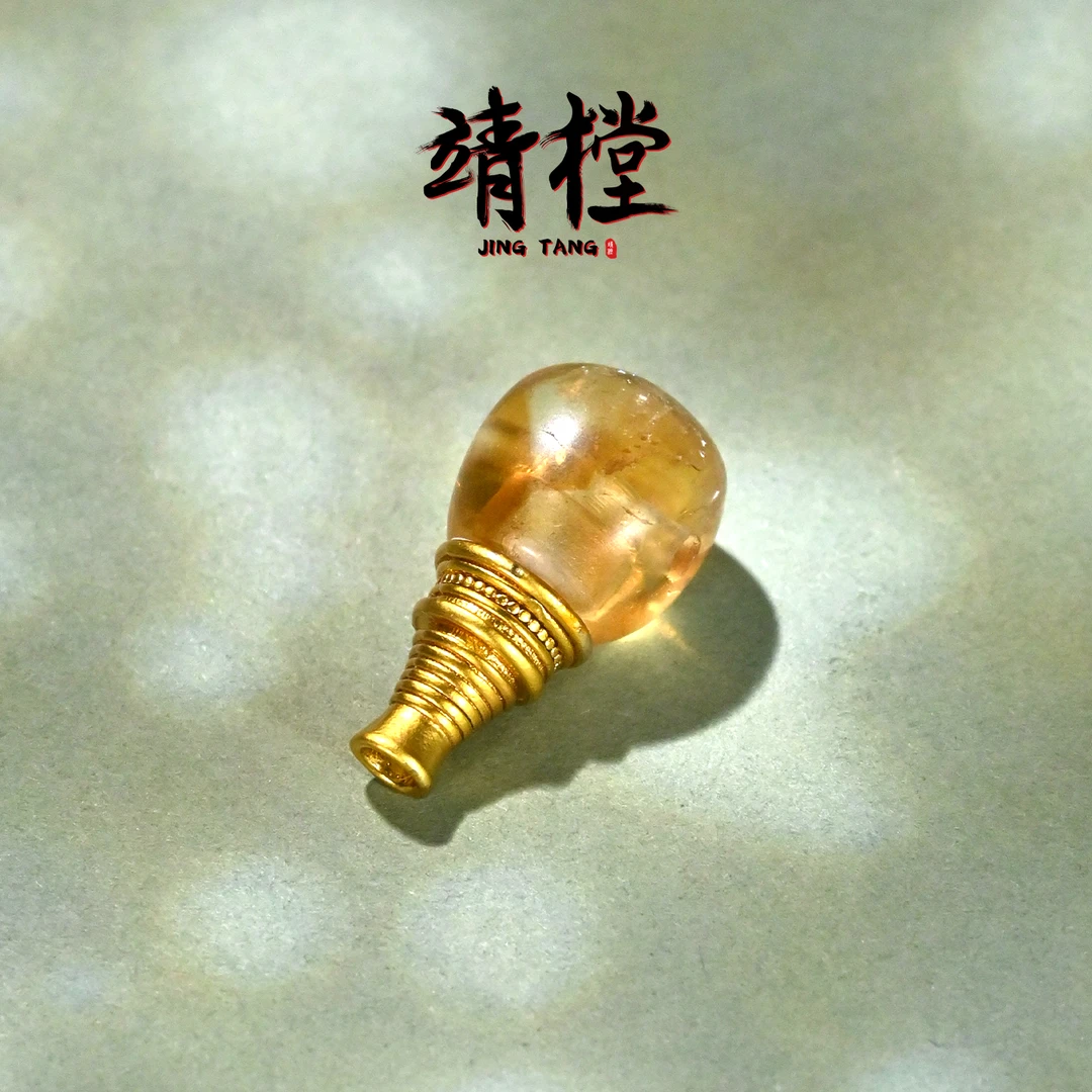 9MM天然黄塔晶分体式三通文玩配珠椰蒂手串手链配饰配件佛头佛塔