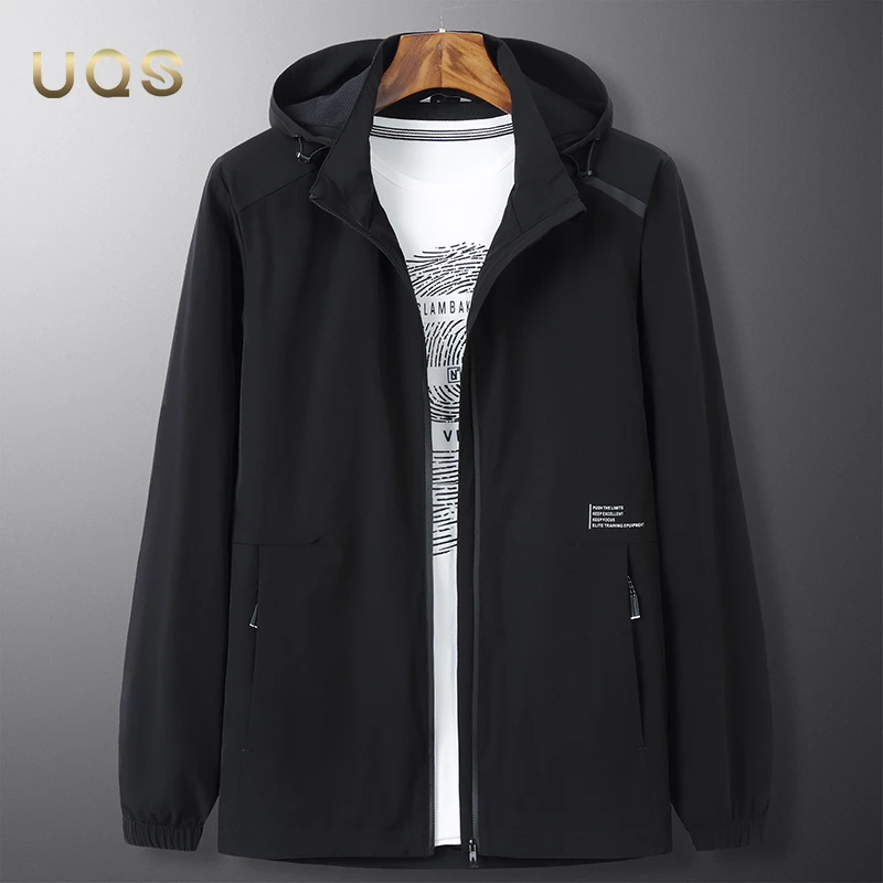 早秋男士薄款夹克外套大码宽松可脱卸帽日常休闲运动上衣简约百搭