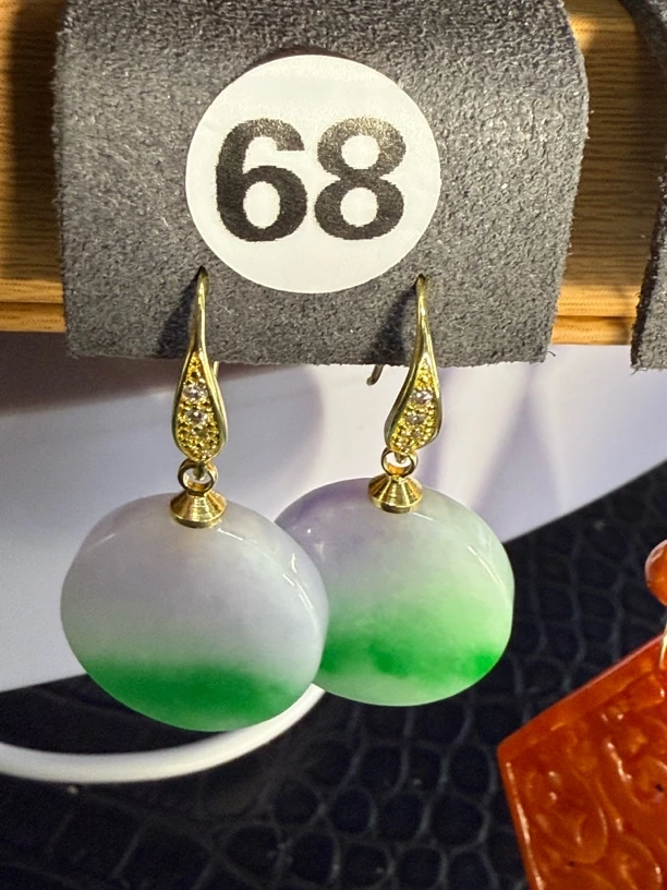 天然缅甸翡翠A货耳饰 68